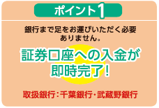 ポイント1 証券口座への入金が即時完了！