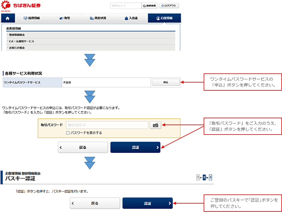ワンタイムパスワード STEP1 画面イメージ